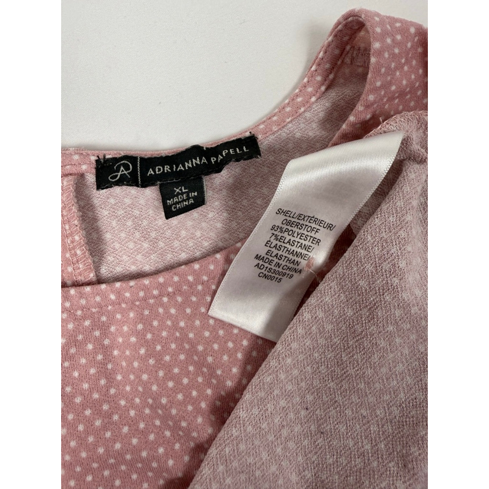 Women's Adrianna Papell Polka Dot Blouse Pink/White Size XL - Picture 7 of 8